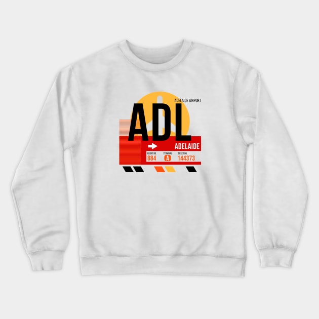 Adelaide (ADL) Airport // Sunset Baggage Tag Crewneck Sweatshirt by Now Boarding